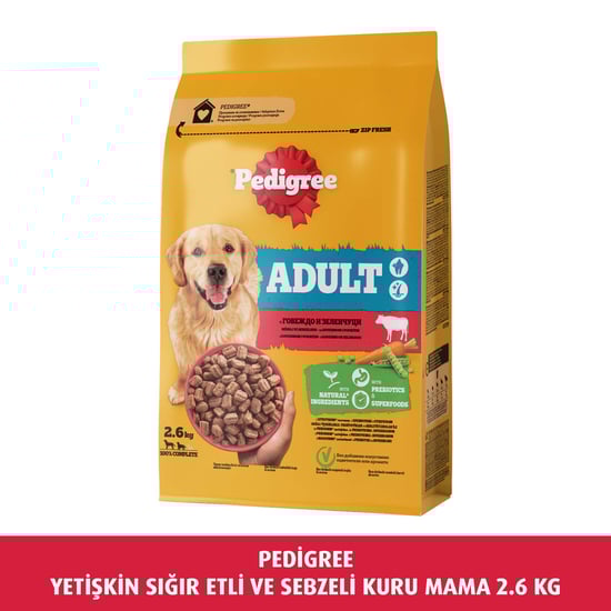 Pedigree Yetişkin Sığır Etli Ve Sebzeli Kuru Mama 2.6 Kg