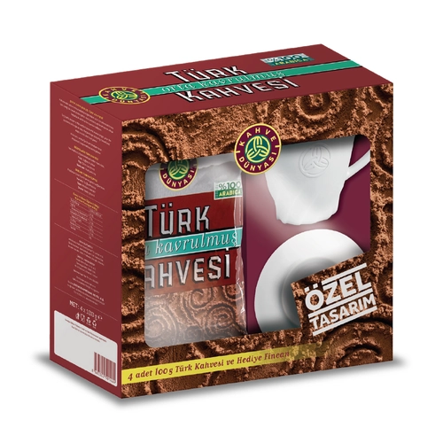 Kahve Dünyası Türk Kahvesi 4x100 G + Kutu Fincan Hediyeli