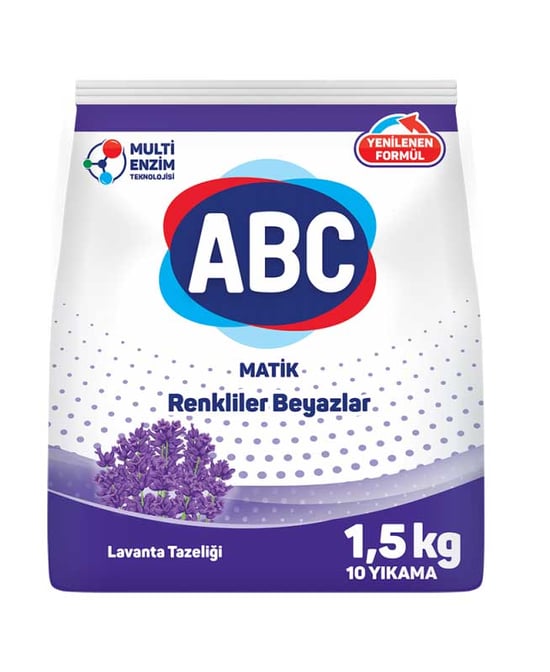 ABC Toz Çamaşır Deterjanı 1,5 kg 10 Yıkama Lavanta Tazeliği