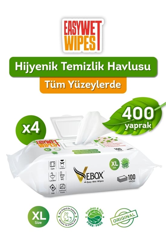 Vebox Easy Wet Wipes 4x100 400 Yaprak