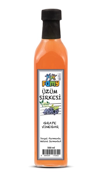 Famy Üzüm Sirkesi Doğal Fermentasyon 500 ML Cam Şişe.