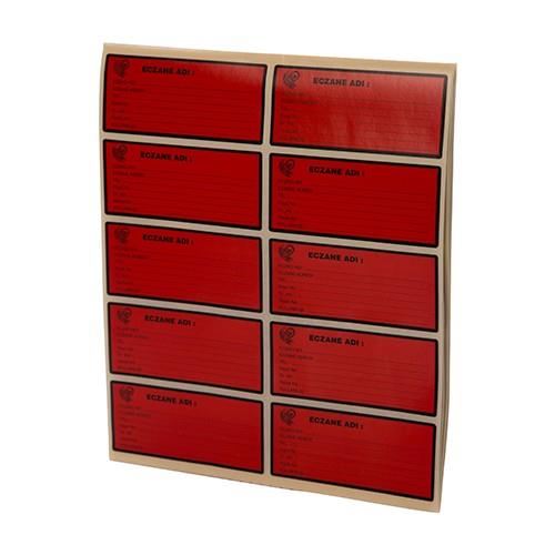 Galenik Eczane Etiketi Kırmızı 100 Lü