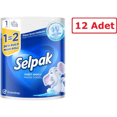 Selpak Dev Rulo 1=2 Kağıt Havlu x12 Adet