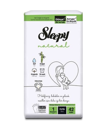 sleepy, natural bebek bezi, 1 numara bebek bezi, 42li, yenidoğan bebek bezi