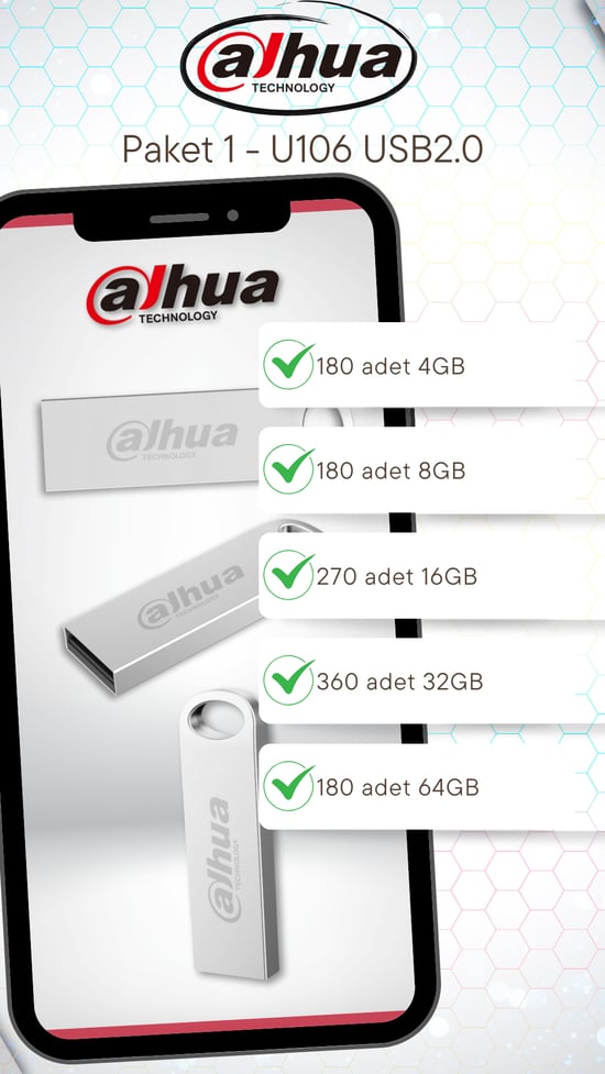 Dahua U106 Metal USB Flash Bellek Paketi - Paket 1