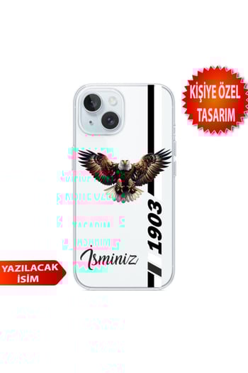DİYARI FIRSAT İphone 13-İphone 14 Uyumlu Kişiye Özel İsim Eklenebilir Desenli Şeffaf Silikon Kılıf