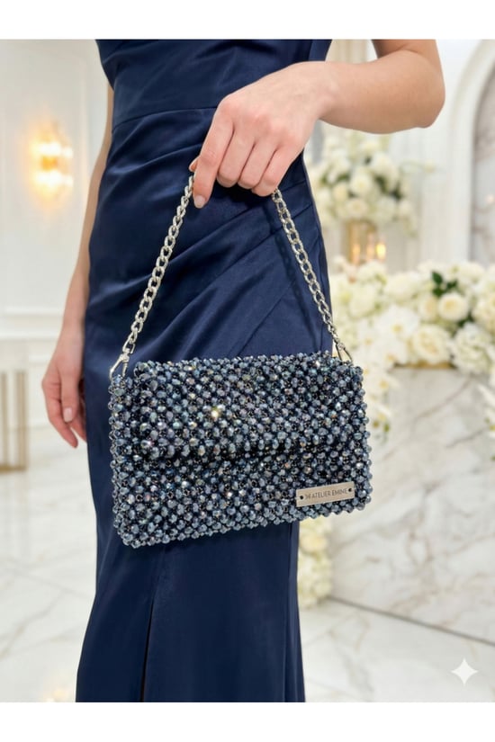 Atelier Emine Moonstone Charcoal Creme – Özel Üretim Kristal Çanta