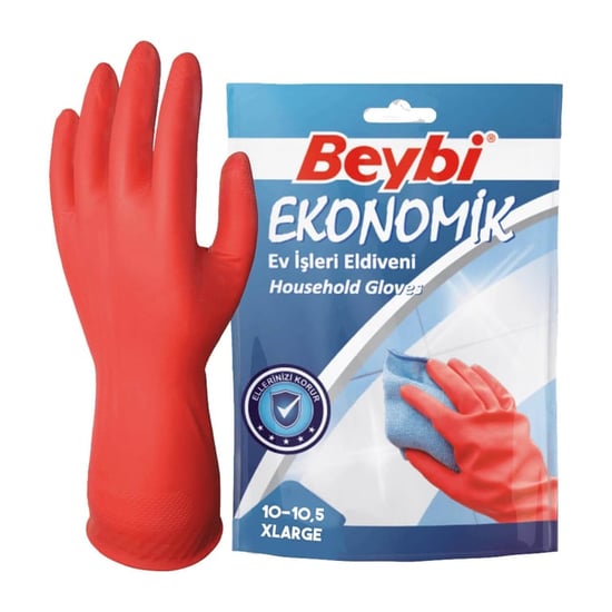 Beybi Ekonomik Ev Işleri Ve Bulaşık Eldiveni 10-10,5 Beden Kırmızı