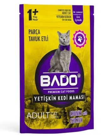 Bado Yaş Mama Yetişkin Kedi Maması 85 gr Tavuk Etli