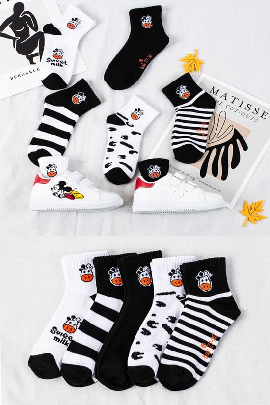 BGK 5 Çift Çocuk Inek Desenli Çorap 1-2 Yaş