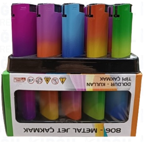 Str Dolumlu Metal Jet Çakmak Soft Renkli