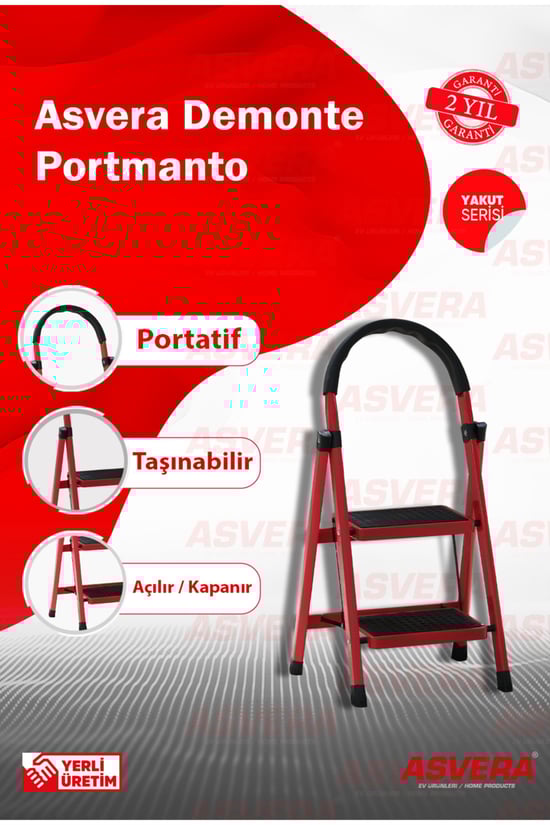 Yakut Serisi – Patika 2’li Katlanır Merdiven | Ev, Bahçe ve Depo için Güvenli Seçenek