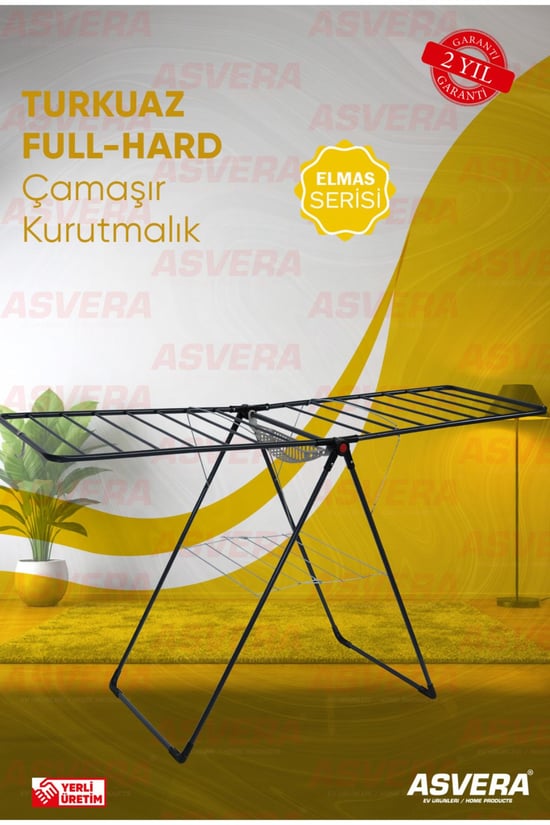 Elmas Serisi - Turkuaz Full-hard Borulu Çamaşır Kurutmalık - Dayanıklı Çamaşır Kurutma Askısı