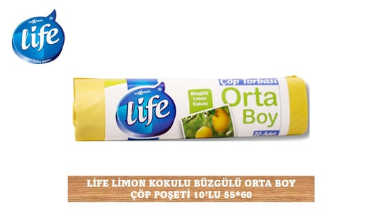 Life Limon Kokulu Orta Boy Büzgülü Çöp Torbası 10'Lu