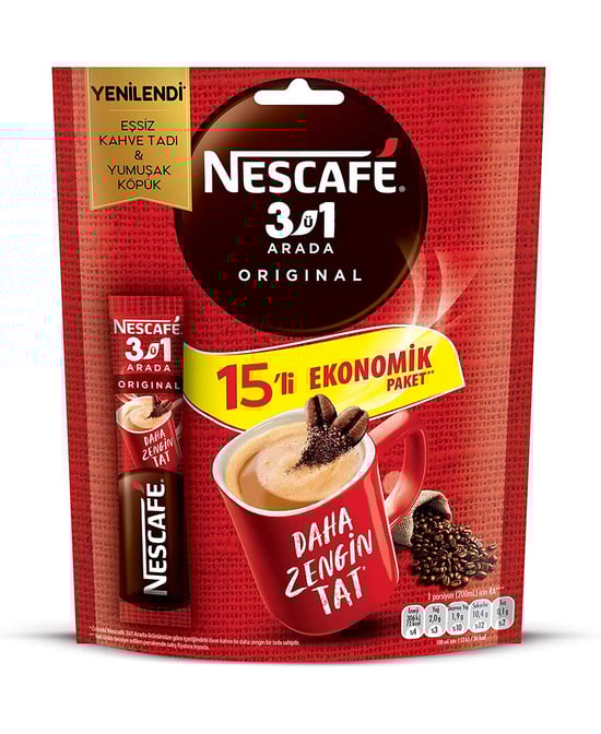 Nescafe 3'ü 1 Arada 17,5 gr 15'li Paket Original