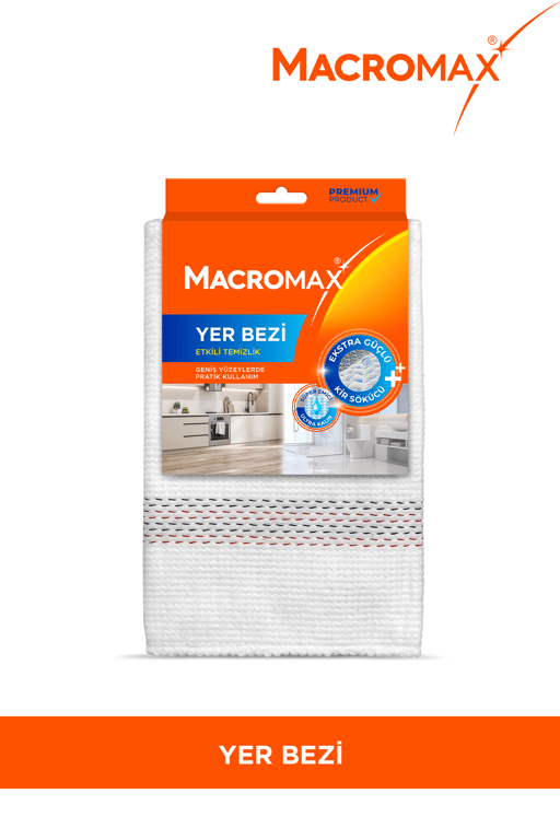 Macromax Yer Bezi, Ekstra Güçlü Kir Sökücü, Geniş Yüzeyler İçin Yüksek Emici Paspas Bezi