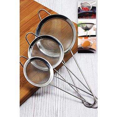Bayhome 3'Lü Metal Süzgeç-14-16-18 Cm Metal Süzgeç-Paslanmaz Çelik Çay/Bitki/Kahve/Un Süzgeç