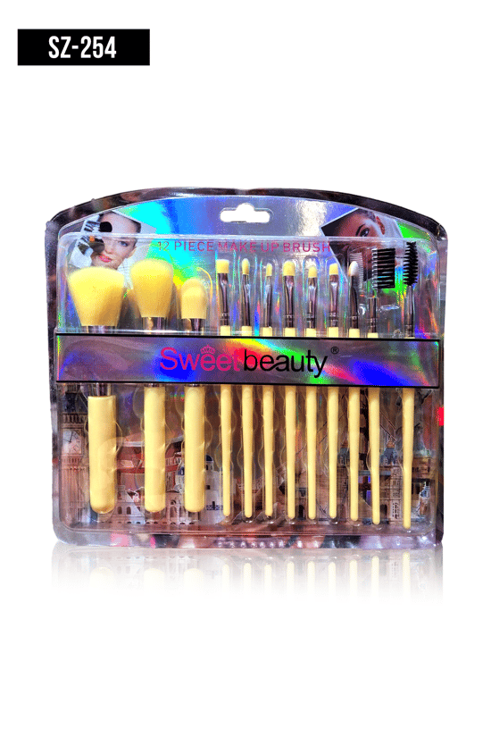 İthal Aksesuar Renkli 12'Li Makyaj Fırçası Seti