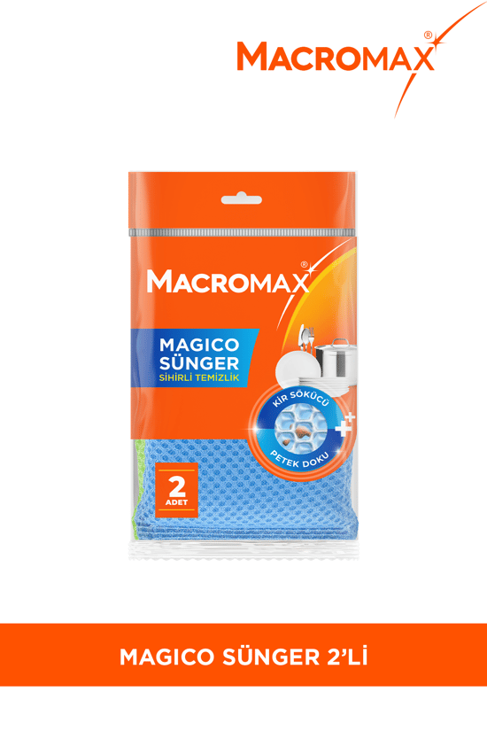 Macromax Magico Bulaşık Süngeri 2'li Paket Petek Dokulu Çizmez Kir Sökücü Sünger