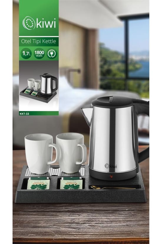Kiwi Kkt-33 Paslanmaz Çelik Karşılama Tepsili Otel Tipi Kettle