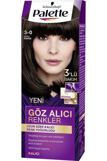 Palette Yoğun Göz Alıcı Renkler Saç Boyası 3.0 Koyu Kahve Kadın Saç Boyası