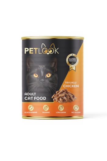 Petlook Konserve Yetişkin Kedi Maması Tavuk Etli Parça Etli 415 GR