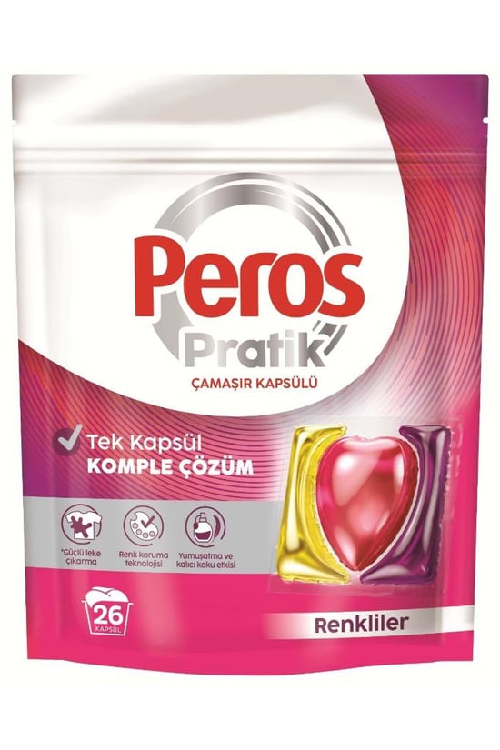 Peros Pratik Matik Çamaşır Deterjanı Kapsülü - Tableti 26 Adet Renkliler