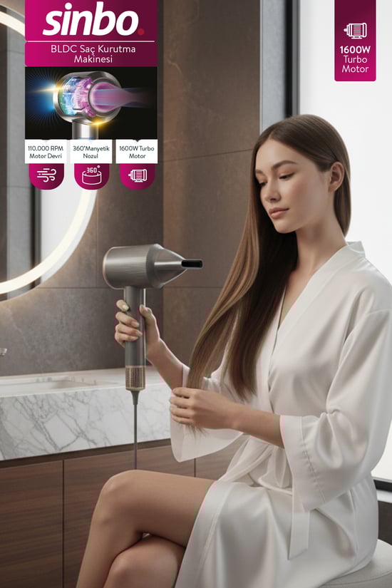 Sinbo SHD-1726 BLDC Saç Kurutma Makinesi - Gri