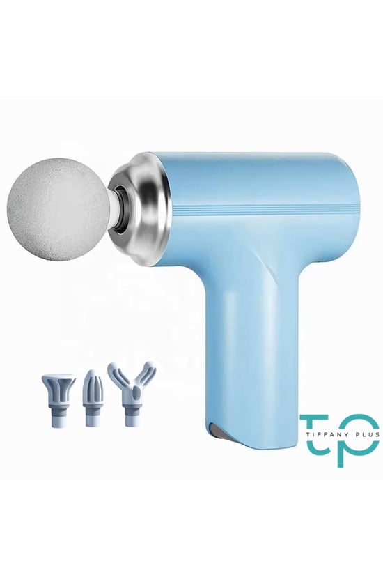 Tiffany Masaj Tabancası Sporcu Masaj Aleti 6mm 4 Farklı Başlık Şarjlı Profesyonel Masaj Aleti Mavi
