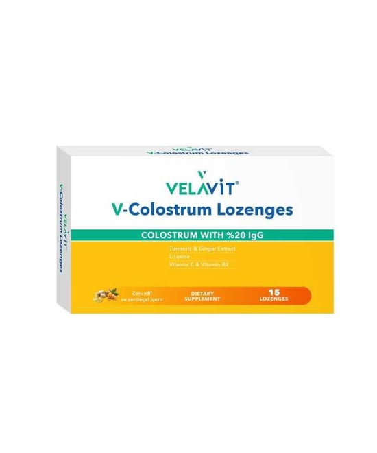 Velavit V-Colostrum Lozenges Zencefil ve Zerdeçal Pastil 15 li 