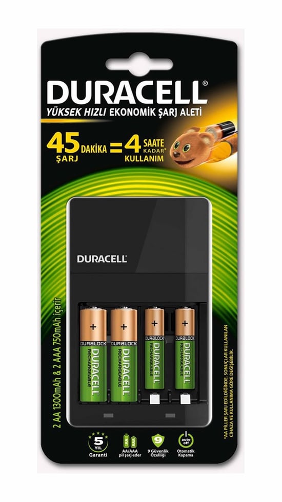 Duracell CEF14 Şarj Cihazı 2 AA Kalem Pil - 2 AAA İnce Kalem Pil Hediyeli