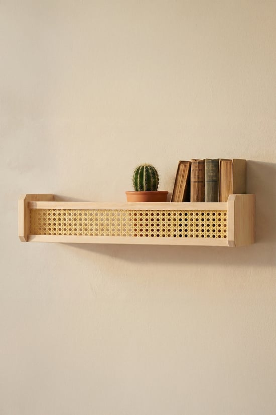 Ahşap Montessori Hazeran Çocuk Odası Duvar Rafı, Kitaplık