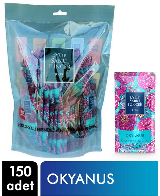 Eyüp Sabri Tuncer Kolonyalı  Islak Mendil 5x10 Küçük Boy 150 Adet Okyanus