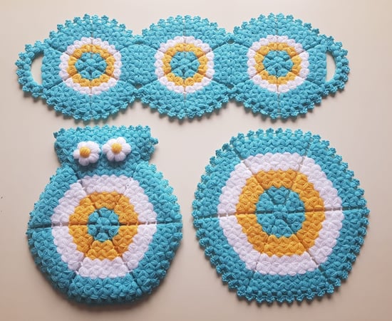 HERŞEY FIRSAT BANYO EL ÖRMESİ YÜN LİFİ 3'LÜ SET TAKIM NAZAR BONCUKLU - TURKUAZ