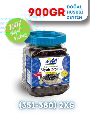 Mytat Doğal Gemlik Hususi Siyah Zeytin 900 gr (351-380) 2XS