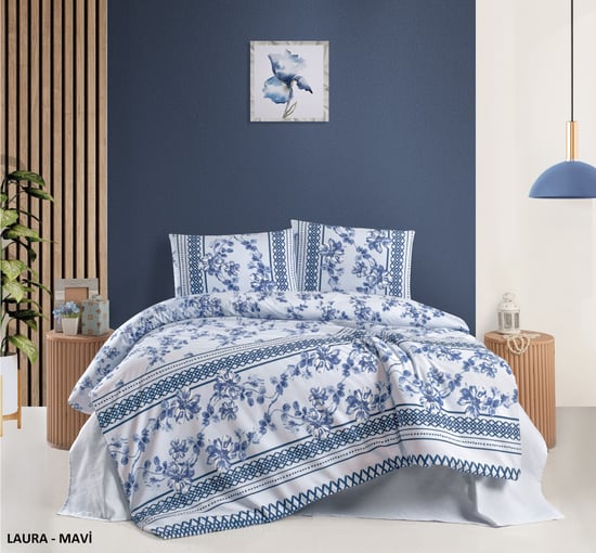 Taç Kristal  Tek Kişilik Terry Cotton Nevresim Takımı Laura Mavi