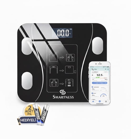 Smartness Dijital Baskül Yağ Su Kas Vücut Kitle Endeksi Kilo Ölçer Tartı