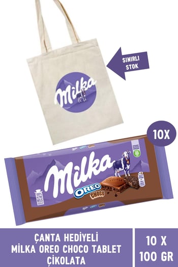Milka Çanta Hediyeli Milka Oreo Choco Tablet Çikolata 100 gr - 10 Adet