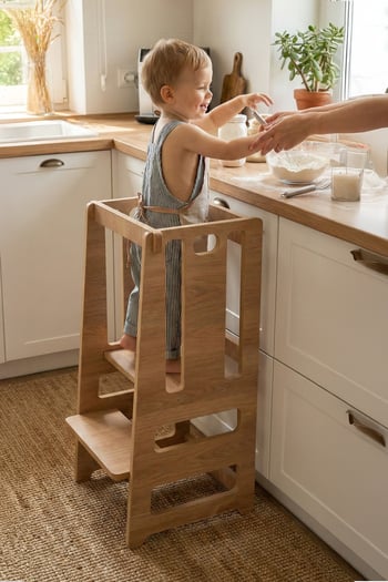 Ahşap Montessori Çocuk Öğrenme Kulesi Merdiveni