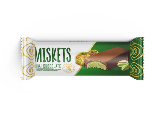 Miskets Dubai Çikolatası Antep Fıstıklı Çıtır Kadayıflı Dolgulu Sütlü Tablet Çikolata 25 gr