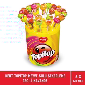 Kent Topitop Meyve Sulu Şekerleme 120'li Kavanoz X 6 Adet