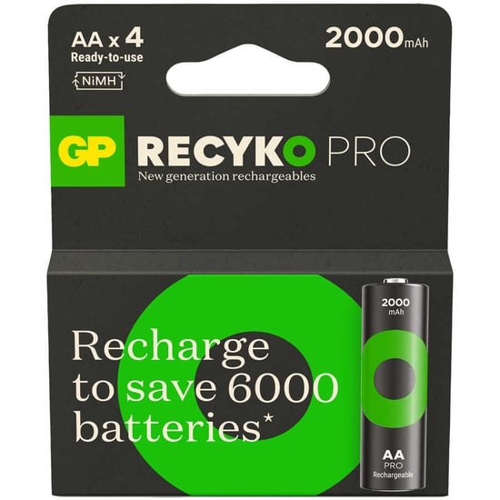 GP Batteries Recyko Pro 2000mAh AA Kalem Ni-Mh Şarjlı Pil, 1.2 Volt, 4'lü Kart