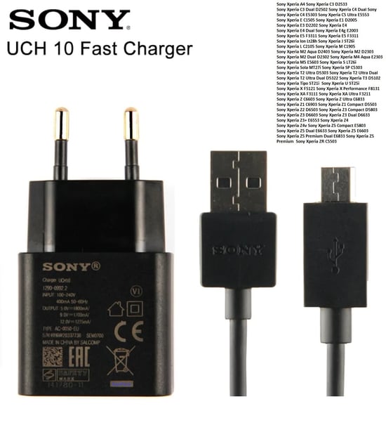 Senalstore Sony  Hızlı Şarj Cihaz Aleti Uch10 ve Micro Usb Kablosu X,XA,XP,ZR