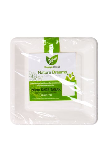 Roll-Up Doğaya Dönüşümlü Kare Tabak 20cm 25 Adet