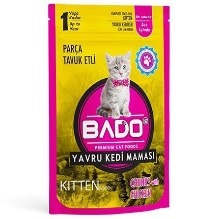 Bado Yaş Mama Yavru Kedi Maması 85 gr Parça Tavuk Etli
