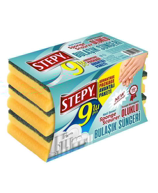 Stepy Bulaşık Süngeri 9'lu Oluklu