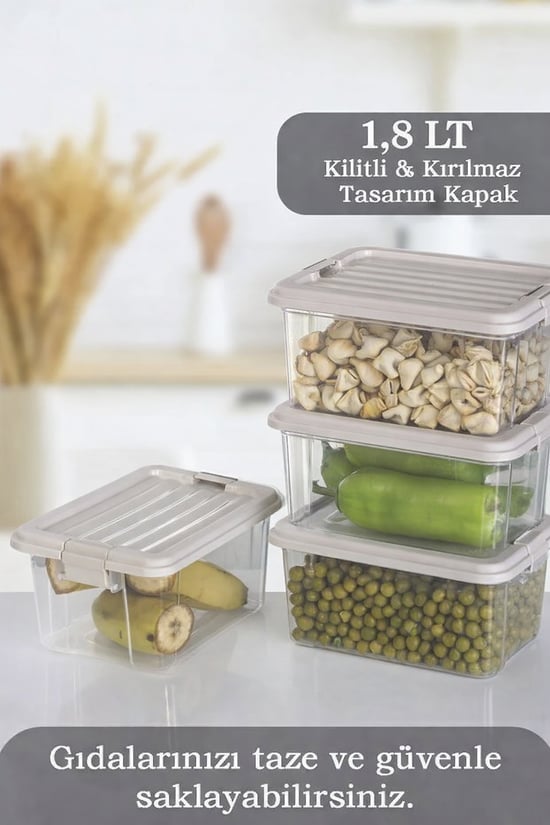 Moi 1,8 Litre Dikdörtgen Kiler Saklama Kabı