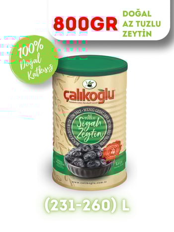 Çalıkoğlu Doğal Gemlik Özel Özel Siyah Zeytin (Az Tuzlu) 800 gr (231-260) L