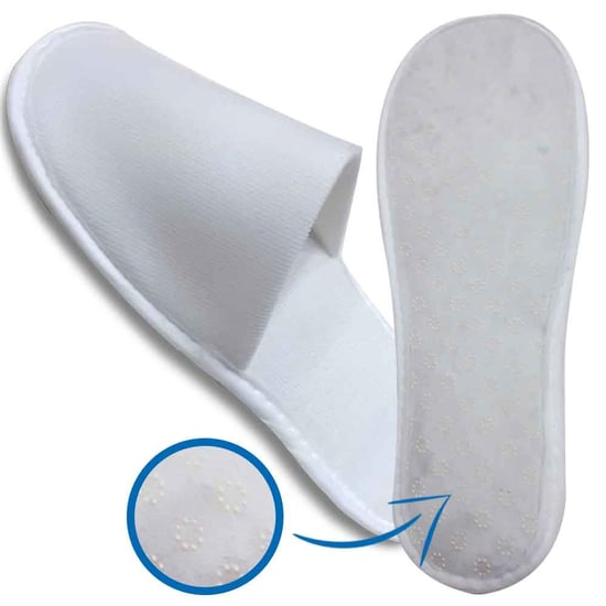 500 Çift Kaymaz Taban Çift Katlı Havlu Beyaz Otel Terliği Tek Kul