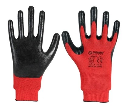 Demir Safety Kırmızı-Siyah Nitril Eldiven
